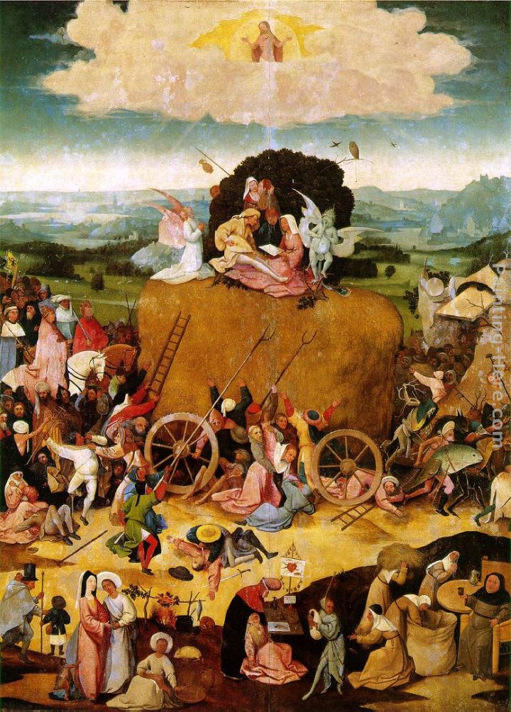 Haywain, central panel of the triptych painting - Hieronymus Bosch Haywain, central panel of the triptych art painting